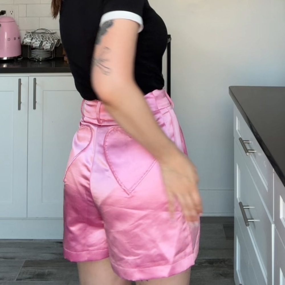 Flainer Pink Raspberry Satin Heart Shorts - Picture 7 of 7